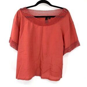 WILLI SMITH Crochet Trim Flowy Top Mauve Silky M